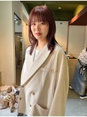 レイヤーカット×ピンクブラウン