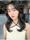顔周りレイヤー韓国ヘア美髪ロングくびれヘア_ba525611