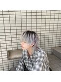 フェザーパーマブルーブラックスパイキーショートスペインカール