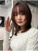 ミディアムレイヤー/暖色カラー/顔周りカット/小顔/似合わせ渋谷
