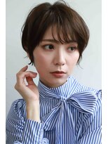 ムウ 難波(MOU) クールショートボブ前髪イメチェンピンクベージュ30代40代50代