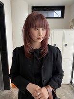 エイチ(H) ミルクティーベージュショートボブシースルーマッシュパーマ50代