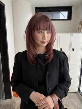 エイチ(H) ミルクティーベージュショートボブシースルーマッシュパーマ50代