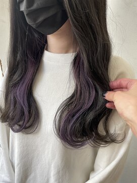 アン(Hair make un) 【インナーカラー♪♪】デープパープル♪♪