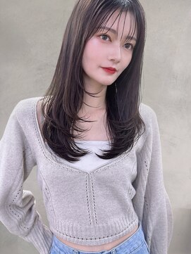 インビテーション(invitation) レイヤーロングアッシュブラックパープルブラック前髪カット