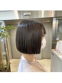 切りっぱなし　ミニボブ　韓国ボブ　縮毛矯正　ストレートパーマ