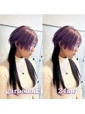 ロングウルフプルエクステパープルグラデーションケアブリーチ