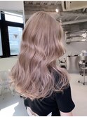 艶髪グレーベージュピンクミルクティーアッシュハイトーンカラー