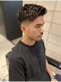 ナチュラルテーパーフェード癖毛風パーマサマーカット