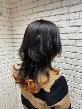 ヘアーメイクミキ 上野本店(hair make MIKI) ポイントカラーオレンジ　レイヤーカット