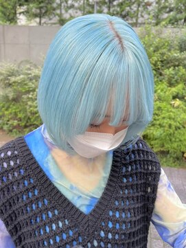 ベレーザ 渋谷(BELEZA) ba1809マッシュルームヘア切りっぱなしエメラルドグリーンボブ