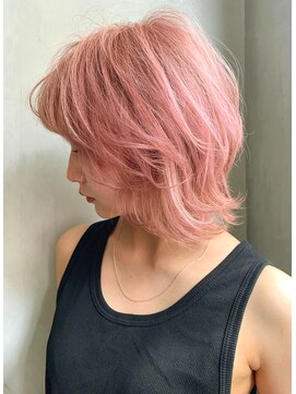 ロゼ 京橋(Rose) 【ROSE】ピンクカラー＿レイヤーボブ＿ブリーチ＿ダブルカラー