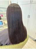 小顔レイヤーロブヘアウルフカットブリーチなしココアブラウン 