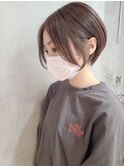 大人ショートボブ/丸みショート/イルミナカラー/ベージュ/30代