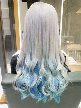 デイズ(days) シースルーハッシュロング☆ホワイトシルバーインナーブルー