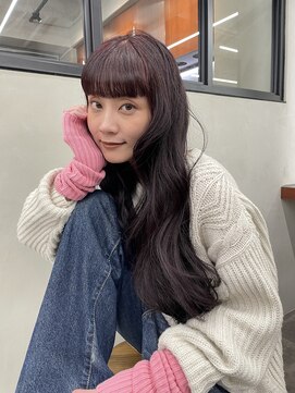 ニコ トウキョウ 渋谷(nico TOKYO) ダブルカラーチェリーレッドピンクブラウン韓国レイヤーロング