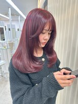 ユイマァル 岡山店(YUIMARL)&nbsp;韓国レイヤー20代30代40代髪質改善カラーハッシュカットピンク