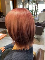 エイム ヘア デザイン 町田店(eim hair design)&nbsp;ショートボブ/オレンジピンク/顔周りレイヤーカット/ネオウルフ