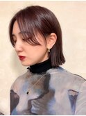 113. モーブブラウン/ワンレングスボブ/顔周り/艶感