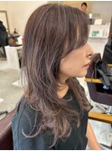 大人ハイライトグラデーショングレージュバイオレットロング