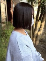 アットザコーナー(at the corner)&nbsp;切りっぱなしボブ グレージュカラー 透明感カラー 前髪カット