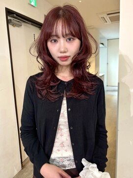 ニコフクオカヘアーメイク(NIKO Fukuoka Hair Make) 〈NIKO〉ハッシュカット.ダブルカラー.ワインレッド.レイヤー