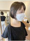 ブリーチなしオリーブベージュ　ミニボブ　