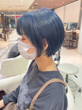 エアー 銀座(air) ★岡田有加★20代30代/くすみネイビーカラー×まるみショート