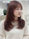 小顔レイヤーカット×ナチュラルグレージュ30代40代50代