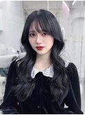 黒髪が可愛い♪小顔に見せる顔周りカット