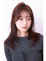 チョコグレージュ/20代30代大人かわいい/ミディアムレイヤー