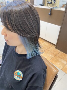 ソワンドゥブレス 大日店 (soin de brace) アッシュブラウン×水色インナー