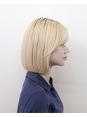 ブロンドベージュ#切りっぱなし#ケアブリーチ#ダブルカラー#豊橋