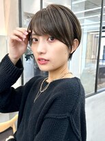 ロンドシエル 横浜(Lond ciel)&nbsp;ミニウルフチェリーブラウンブリーチなしショートボブ前髪/横浜