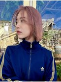 【ピンクベージュ×ボブ】#ダブルカラー#髪質改善#ハイライト
