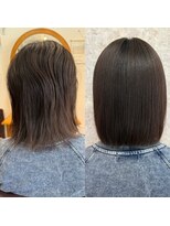 シュガービー(SUGAR-B)&nbsp;縮毛矯正でつややかにまとまるナチュラルボブ　Before after