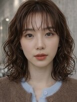 ノラ シブヤ(NORA)&nbsp;小顔ミディアムパーマミディアムデジタルパーマボブパーマ前髪