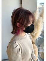 イロ ジェイアール JR奈良店(IRO)&nbsp;ペオニーピンクイヤリングカラー　ぷっつり切りっぱなしボブ