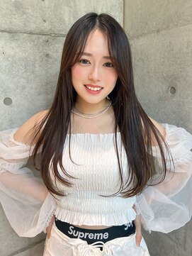 ロンドメリア 天神大名店(Lond Melia) ★グレージュカラー斜めバングデザインカラーシルキー ベージュ