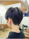 【SHARON原宿】透け感ブルーバイオレット×刈り上げショート