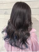 グレージュ×インナーブルー/インナーカラー/ダブルカラー