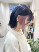 【racic】ネイビー×ホワイトピンクインナーカラー10代20代30代