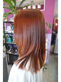 顔周りレイヤーカット×オレンジ×ケラコラトリートメント