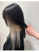 インナーカラー黒×ホワイトベージュ【TELA HAIR東金】