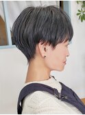 大人可愛いマッシュショートベリーショートネイビーグレー30代