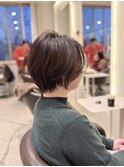 大人ショート／くびれショート／前髪なし／オリーブベージュ