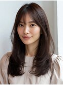 小顔顔周りレイヤー/シースルーバング/レイヤーロング