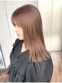 ★小顔に見せる顔まわりレイヤー/セミロング/ココアベージュ