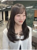 ワンカール レイヤーカット 顔まわりカット くすみグレージュ