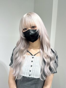 エゴ 池袋(EGO) ホワイトカラー/エクステ/顔周りウルフ/ハイトーンロング